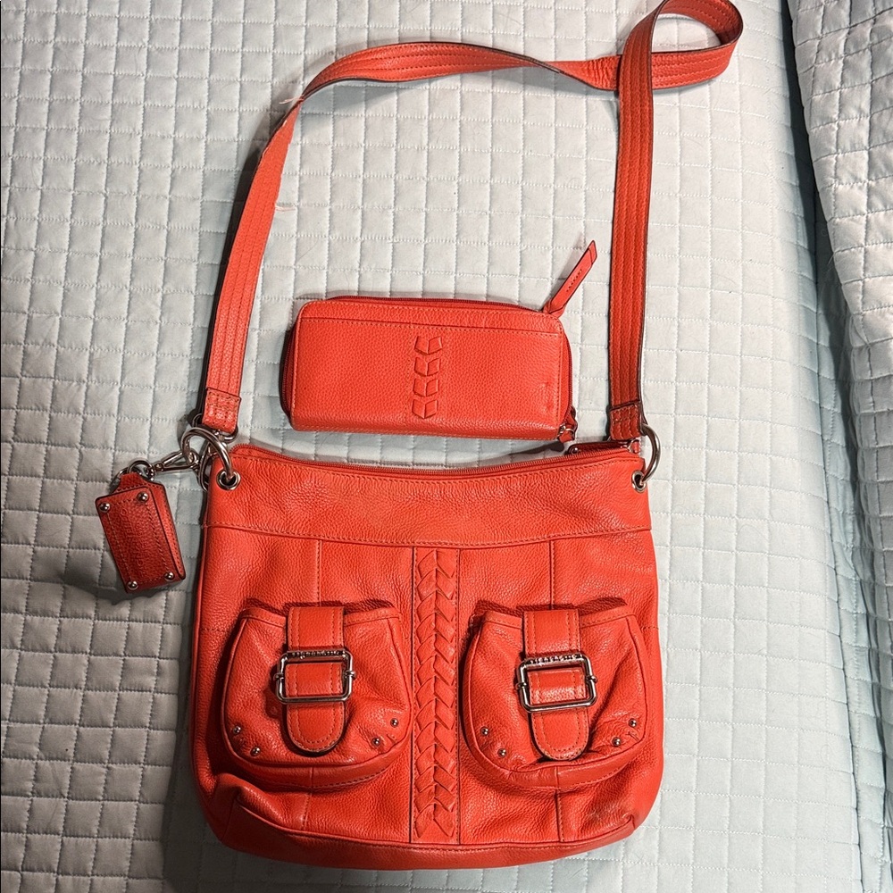 Women's Tignanello Tangerine Crossbody Bag with Matching Wallet